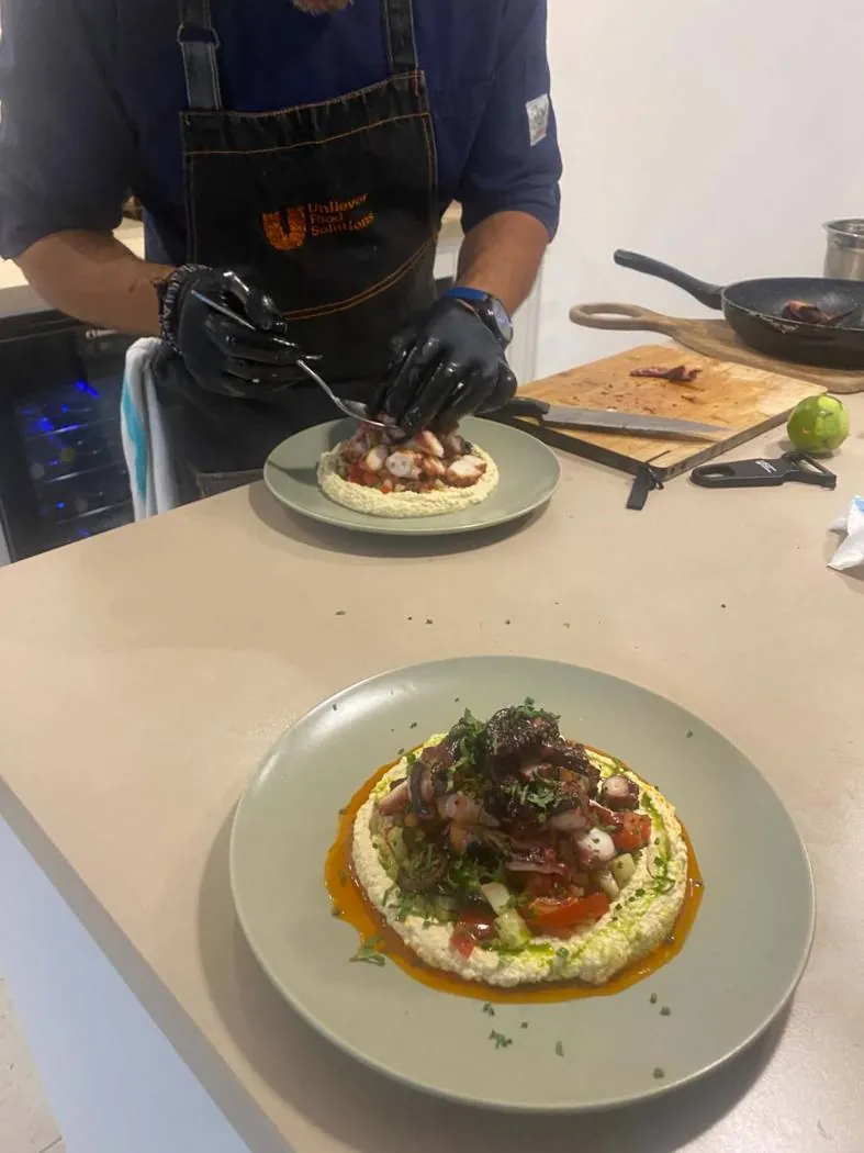 Chef in action during private chef service